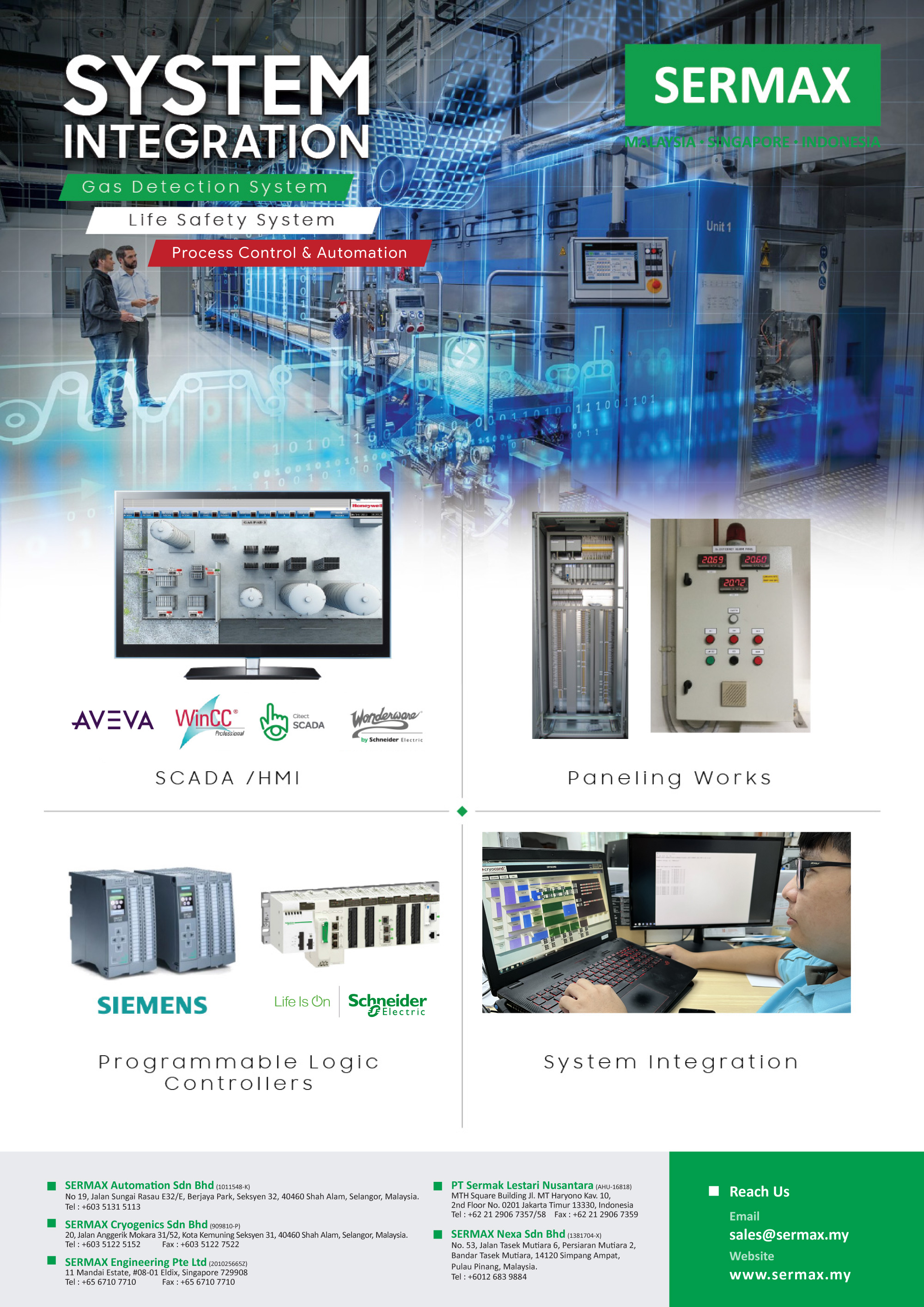 Sermax Automation Sdn Bhd Solution Offerings - Sermax Automation is able provide our engineering services in a total solutions that encompasses SCADA/HMI, PLC, Paneling work and Process Automation.