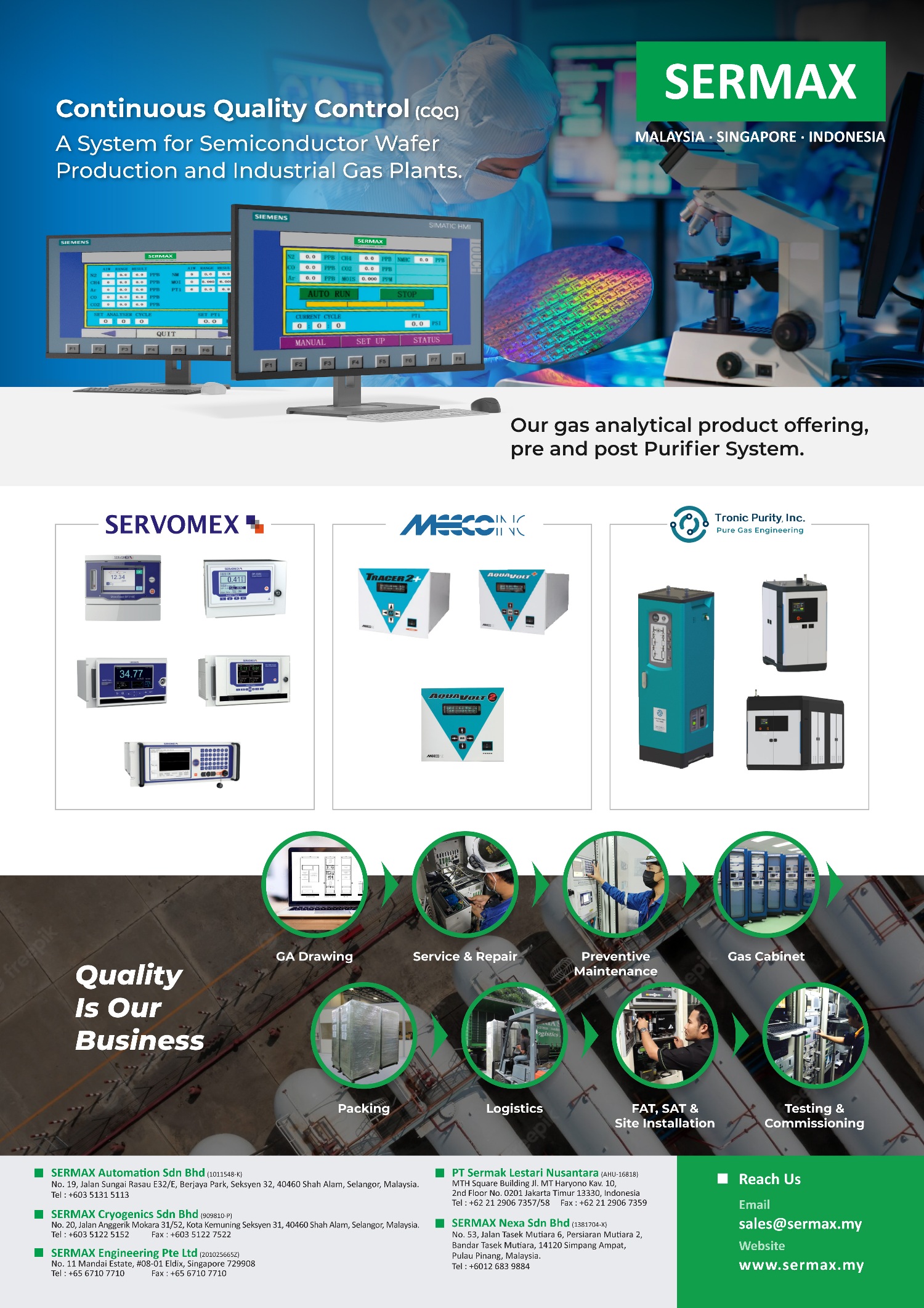 Continuous Quality Control (CQC) System for Semiconductor Wafer Production and Industrial Gas Plants.